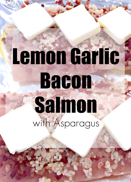Lemon Garlic Bacon Salmon, Easy Salmon Recipes, Salmon and Bacon recipes, Salmon and garlic recipes, Asparagus recipes, how to cook salmon, how to cook asparagus, asparagus and parmesan, asparagus and bacon