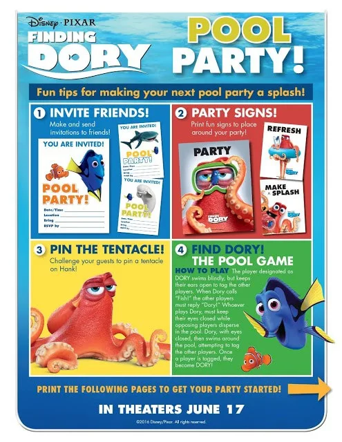 Finding Dory Party Supplies, Finding Dory Pool Party, Finding Dory Printable games, Finding Dory Recipes, Finding Dory Cheap Party