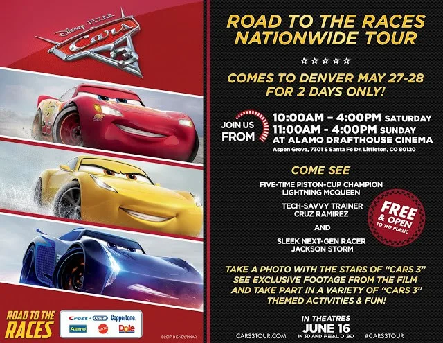 Cars 3, Road to the races nationwide tour, Cars 3 tour, Cars 3 in Denver, Cars 3 tour colorado, Cars 3 colorado tour Cars 3, Road to the races nationwide tour, Cars 3 tour, Cars 3 in Denver, Cars 3 tour colorado, Cars 3 colorado tour
