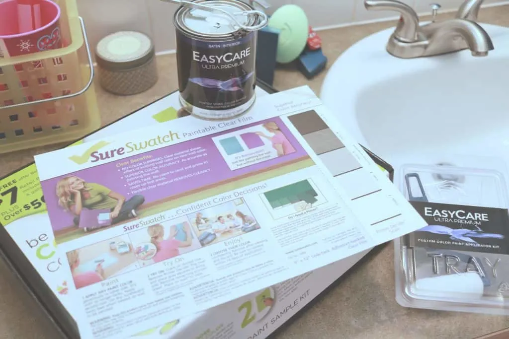True Value EasyCare Ultra Premium Paint, Woodland bathroom makeover, simple bathroom makeover, allergy friendly paint, asthma friendly paint, asthma and allergy certified paint, paint with low VOC's, best paint for pregnant women