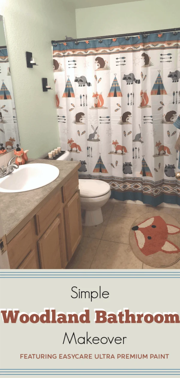 #ad #EasyCarePaint #FutureReady #TrueValueReunion True Value EasyCare Ultra Premium Paint, Woodland bathroom makeover, simple bathroom makeover, allergy friendly paint, asthma friendly paint, asthma and allergy certified paint, paint with low VOC's, best paint for pregnant women