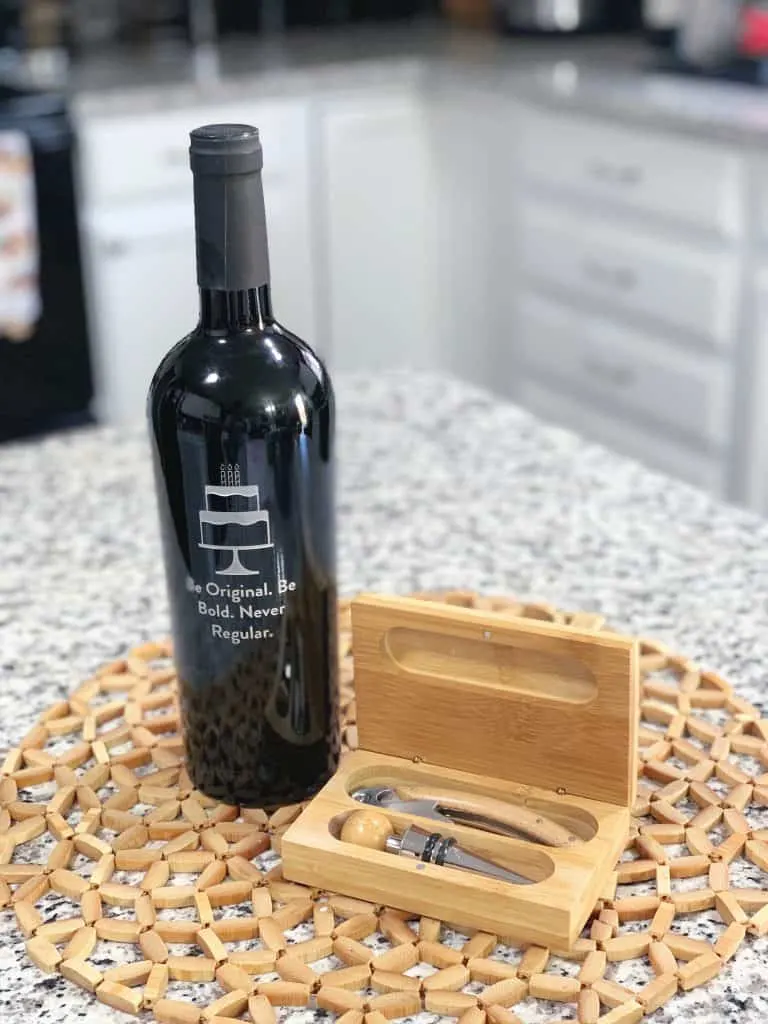 Personalized wine bottle and tool set