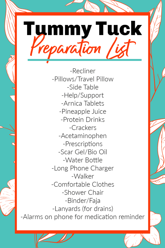 Tummy tuck preparation list