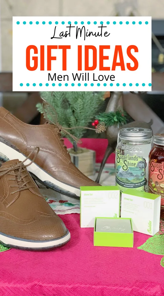 Last minute gift ideas men will love with shoes, moonshine and shave bars