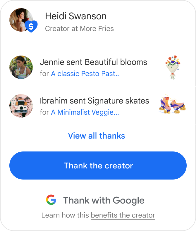 thank with google creator interface