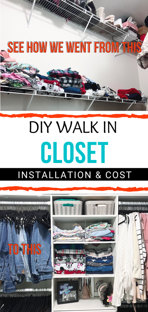 Want that custom closet without the custom cost? Check out this DIY Walk In Closet Installation and cost breakdown and see how we saved $7000!